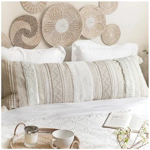 1Pck 20x54" Beige Body Pillow Cover for Bed Boho Accent Oversized Pillowcase - Picture 1 of 9