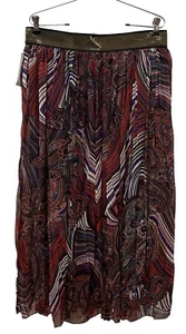 Metro Wear Pull On Accordion Pleat Chiffon Flowy Midi Full Flare Size L NEW - Picture 1 of 9
