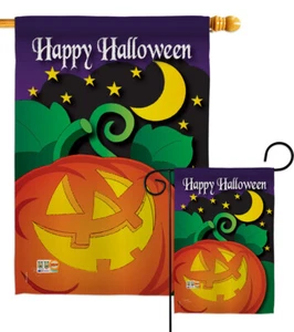 Halloween Night Happy Pumpkin Spooky Evil Garden House Yard Flag - Picture 1 of 13