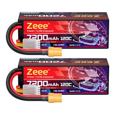 2x Zeee 4S Lipo Battery 7200mAh 14.8V 120C XT90 for RC Car Truck Racing Models - Image 1 of 4