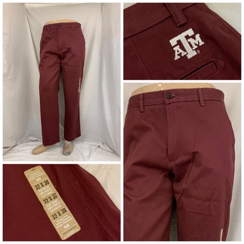 Texas A&M Aggies Dockers Casual Pants 32x30 Burgundy Flat NWT YGI Q2-65 Cover