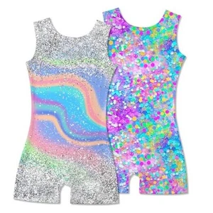2 Packs Gymnastics Leotards for Girls Mermaid Leopard Dance Leotard Kids - Picture 1 of 5