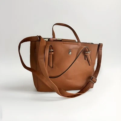 London Fog Camel Brown Faux Leather Purse Shoulder Satchel Tote Handbag - Image 1 of 4