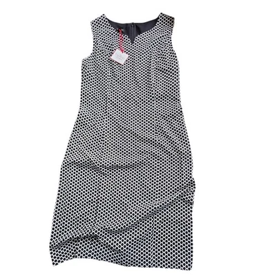 Talbots Black White Geometric Print Sleeveless Dress Notch Neckline Knit 4 - Image 1 of 4