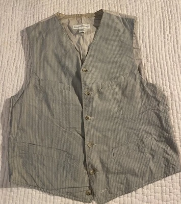 Vintage 90’s Banana Republic Cream w/ blue stripes Size Medium - Image 1 of 4