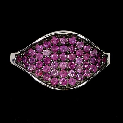 925 Anillo Plata de Ley Zafiro Rosa Diamante Redondo Corte Gema Joyería Talla 7 - Imagen 1 de 4