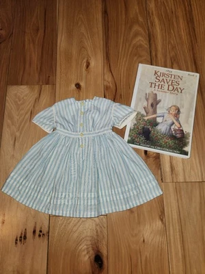 American Girl Kirsten Summer Fishing Dress~Striped Outfit & hardcover Book EUC  - Image 1 of 4