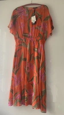 Luisa Cerano Kleid 42 Orange Bunt Neu Luxus Leinen - Bild 1 von 4