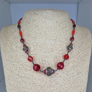 Antique Art Deco Glass Necklace Czechoslovakia Filigree Spacers Beaded **Wear** - Picture 1 of 17