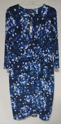 Vestido para mujer The Limited talla L azul lunares envolvente manga larga hasta la rodilla no I Foto 1 de 4