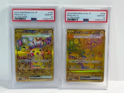 PSA 10 Pokemon Card Pikachu ex UR 136/106 sv8 236/187 sequential set Japanese - Image 1 of 2