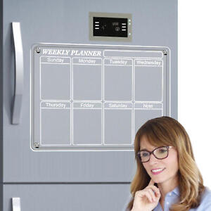 Magnetic Weekly Planner White Board For Fridge, Dry Wipe Calendar And Memo Board