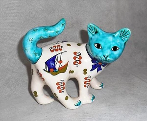 Stunning Porcelain Hand Painted Cat Figurine Statue Sign Lenqiz - Picture 1 of 9