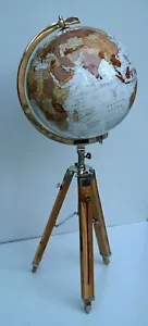 Floor World Globe With Wooden Tripod Stand 18" Big Modern Map Atlas Globe Decor - Picture 1 of 5