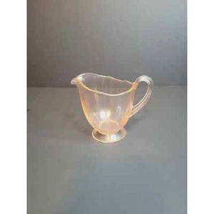 Vintage Pink Depression Glass Footed Open Creamer with Handle  - Picture 1 of 8