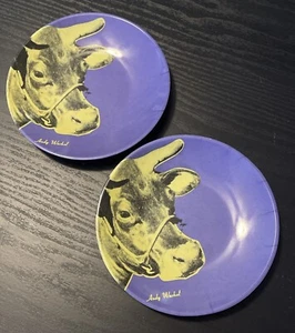 Andy Warhol Pair Of The 2 Cow Melamine 5" Plates - Picture 1 of 12