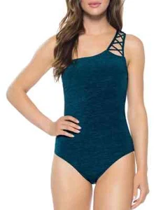 Becca by Rebecca Virtue L74026 Green Mesa Verde Strappy 1-Piece Swimsuit Size M - Picture 1 of 4