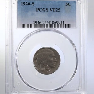 1920-S Buffalo 5C PCGS Certified VF25 - Picture 1 of 2