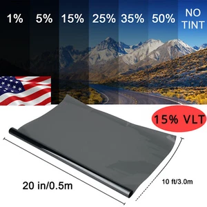 Bloque UV de película de tinte de ventana enrollable sin cortar de 20" x 10 pies para vidrio de oficina en casa de automóvil 15 % VLT - Imagen 1 de 8