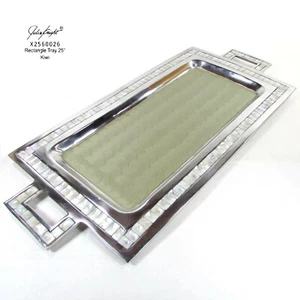 Julia Knight KIWI 25" Rectangle Tray Aluminum Enamel Pearl X2560026 Retire Rare - Picture 1 of 14