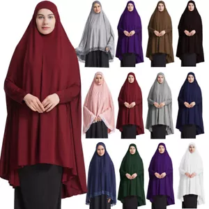 Women Muslim Long Khimar Hijab Overhead Niqab Prayer Caftan Islamic Burqa Abaya - Picture 1 of 179
