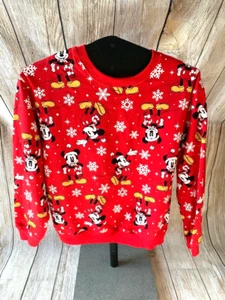 Disney MICKEY MOUSE Santa Mickey Holiday Sweatshirt Medium (7-9) Women's New - Picture 1 of 3