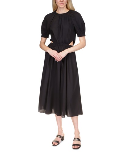Abito midi Michael Michael Kors in cotone ritagliato nero taglia XL PREZZO AL PUBBLICO $175