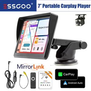 7" Tragbares kabelloses Carplay Android Auto Radio BT mit Fernbedienung Kamera - Bild 1 von 15