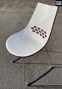 Gresham Alsen Chair Two-tone Red White Polymer Shell Meeting Dining Retro Funky - Picture 1 of 4