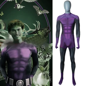 New Beast Boy Jumpsuit Cosplay Teen Titans Muscle Bodysuit Men Costume Halloween - Picture 1 of 7