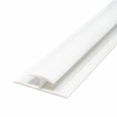 OUTWATER H Channel 3/16" Thick White Styrene Divider Moulding w/Adhesive 8 Foot Length