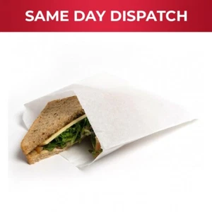 100 x Sulphite Kraft Paper Bags White for Takeaway Food 6 in x 7.5 in - Picture 1 of 5