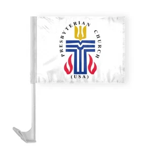 12"x16" Presbyterian Car Window Flag, Polyester 17" Flex Pole - Picture 1 of 1