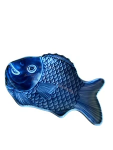 Ceramic Sm Plate/Trinket Fish Dish Blue/White Made In Japan Fitz And Floyd VNTG - Picture 1 of 4