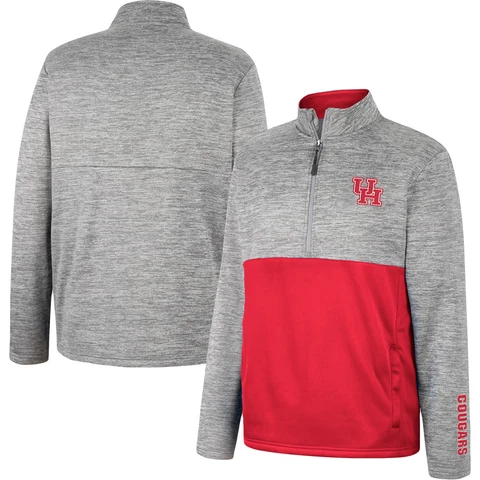 Men's Colosseum Gray Houston Cougars John Half-Zip Jacket Cover