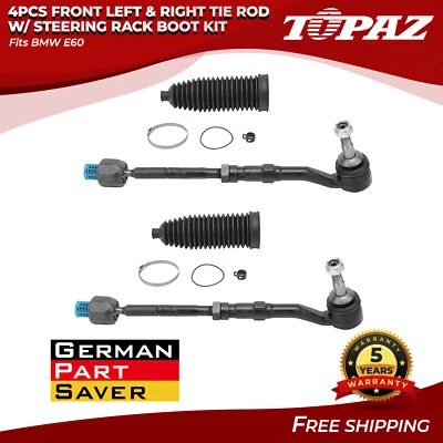4PCS Front L & R Inner & Outer Tie Rod w/ Steering Rack Boot Kit for BMW E60 - Image 1 of 4
