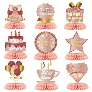 9Pcs Happy Retirement Decorations Table Honeycomb Centerpieces Party Supplies... - Picture 1 of 5