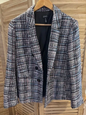 Jones New York Mujer Chaqueta Blazer Talla L Multicolor Punto Boucle Usada en Excelente Condición Foto 1 de 4