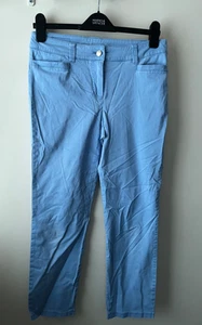 Gerry Weber Trousers Size 12 Blue Mid Rise Stretch Chino Cropped Casual Summer - Picture 1 of 7