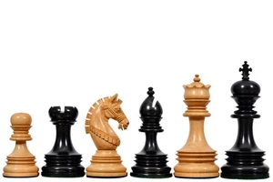 Indian Chetak II  Staunton Chess Pieces in Ebony wood & Boxwood - 4.3" King - Picture 1 of 9