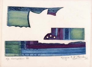 MARGARET E. Z. LEVINSON Signed Aquatint Etching COMPOSITION III - ABSTRACT - Picture 1 of 4