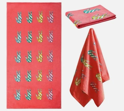NIP Lacoste Multi Croc Beach Towel 100% Cotton Velour Vibrant Logo Print 36 x 72 - Image 1 of 3