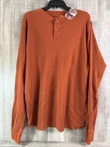 Vintage Red Head Men's Waffle Knit Long Sleeve Henley Shirt Size 2XL Dark Orange - Picture 1 of 8