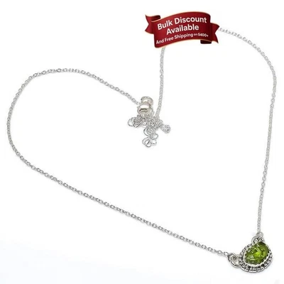 Peridot Stone Solid Silver August Unique Anniversary Boho Chain Mother Necklace - Image 1 of 4