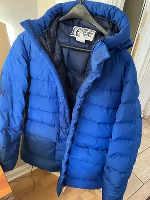 Marmot 男式 WarmCube™ GORE-TEX® 金色地幔夹克全新带标签蓝色大号 — 第 1/4 张图片