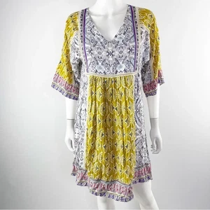 Sundance Kimono Tunika Kleid mehrfarbig gemischt Blumenmuster Gr. XS Boho Freizeit - Bild 1 von 8