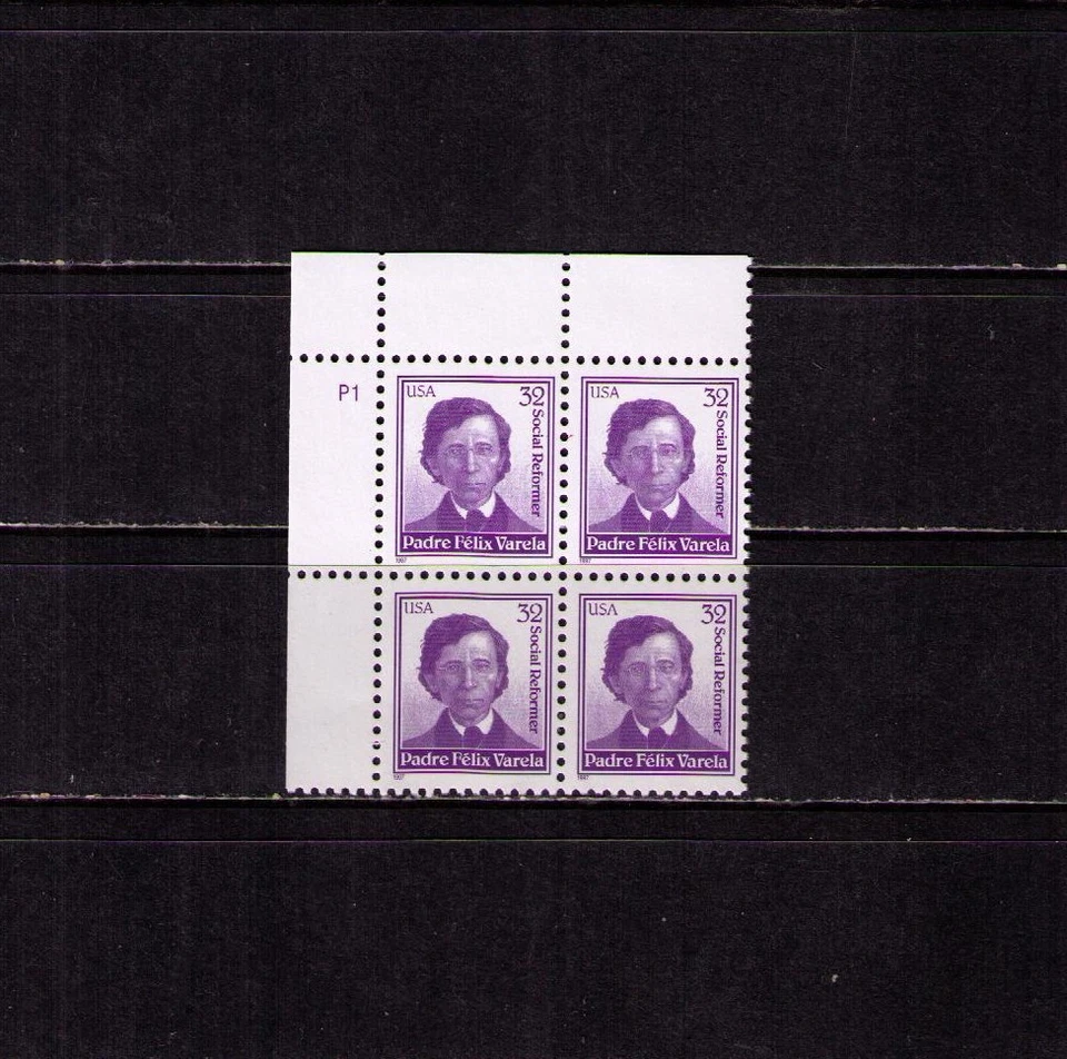 US USA Sc# 3166 MNH FVF PLATE # BLOCK Social Reformer Padre Felix Varela Catholi - Image 1 of 1