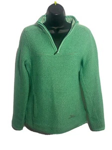 Weird Fish Macaroni Knit Chunky Jumper Top, Teal Green quarter Zip Size Small - Picture 1 of 11