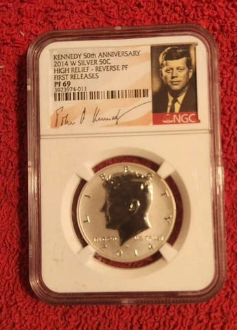 2014 w reverse proof silver Kennedy half dollar NGC PF 69 First Releases Cover