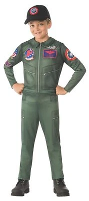 Top Gun Mono Verde Militar Azul Marino Piloto Vestido Elegante Halloween Niño Disfraz Foto 1 de 2